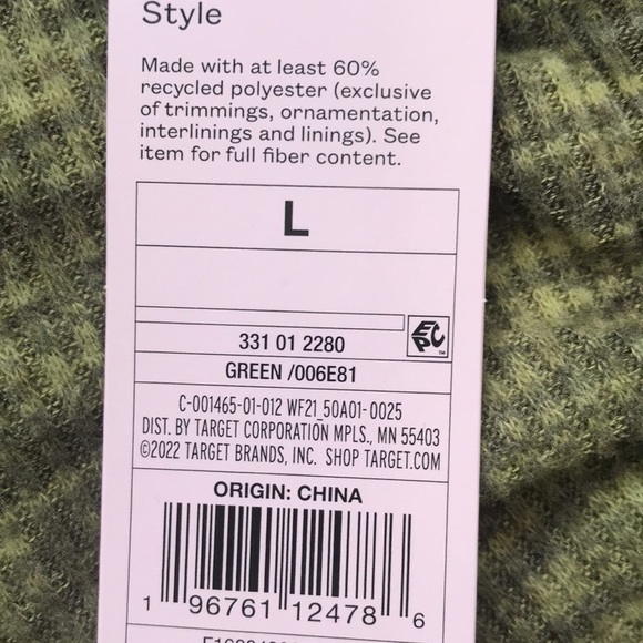 Women’s long sleeve crop top large ribbed knit green super soft - Picture 6 of 7